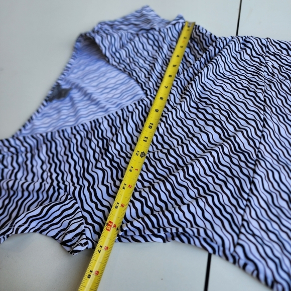 Ann Taylor Faux Wrap Dress White Black Brown V Neck Office V- Neck Stretch Sz 4P - Picture 10 of 13